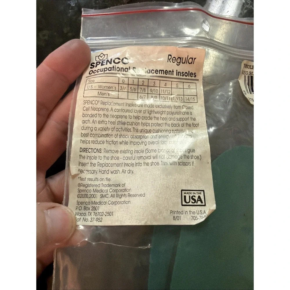 Spenco Polysorb Occupational Heavy Duty Walker Insoles #3 Mens 8/9 Womens 9/10‎